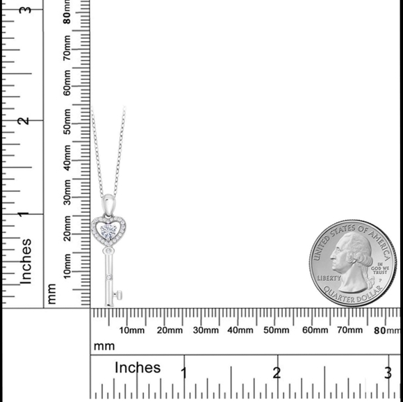 Certified 0.51ct Key Diamond Necklace Moissanite Charles Colvard 925 Sterling - Picture 4 of 5